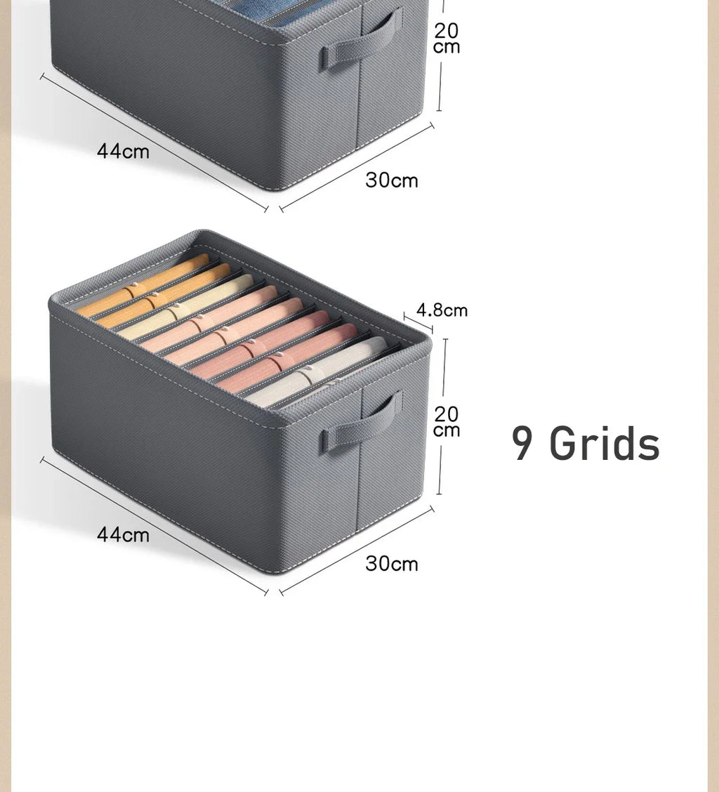 Caixa organizadora de roupa com 6/7/9 compartimentos, para guardar calças mais grossas, dobrável, com divisórias, ideal para camisolas, camisas e gavetas de armários e guarda-roupas.