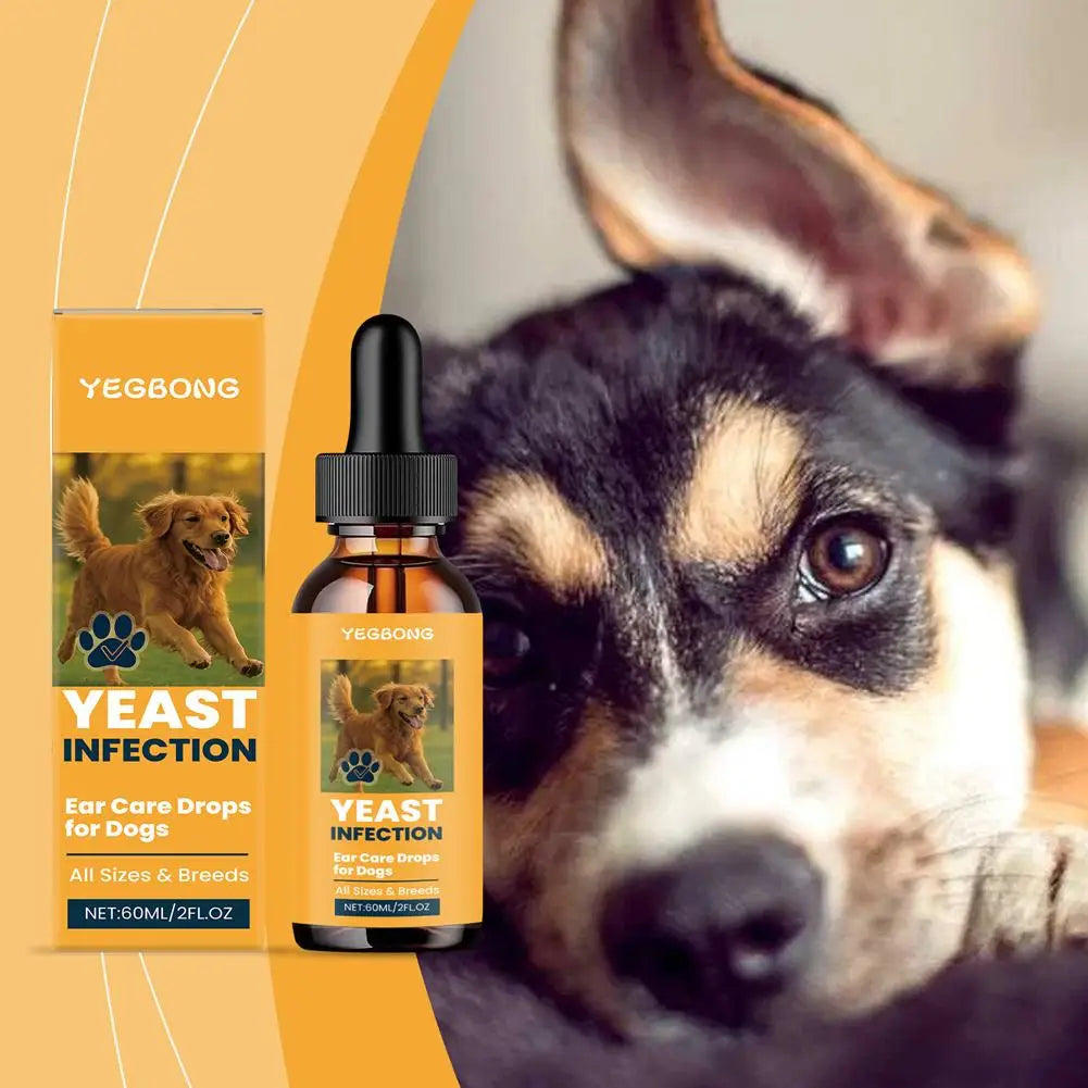 Gotas para ouvido de animais de estimação, 60ml, dissolvem cera de ouvido, removedor de odor, anti-coceira, natural, não irritante