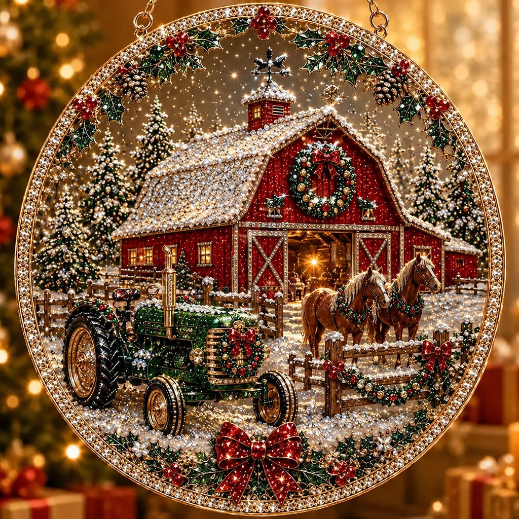 Enfeite de Natal Redondo para Pendurar, Enfeite de Natal Redondo em Acrílico, Criativo Enfeite de Natal em Acrílico para Pendurar