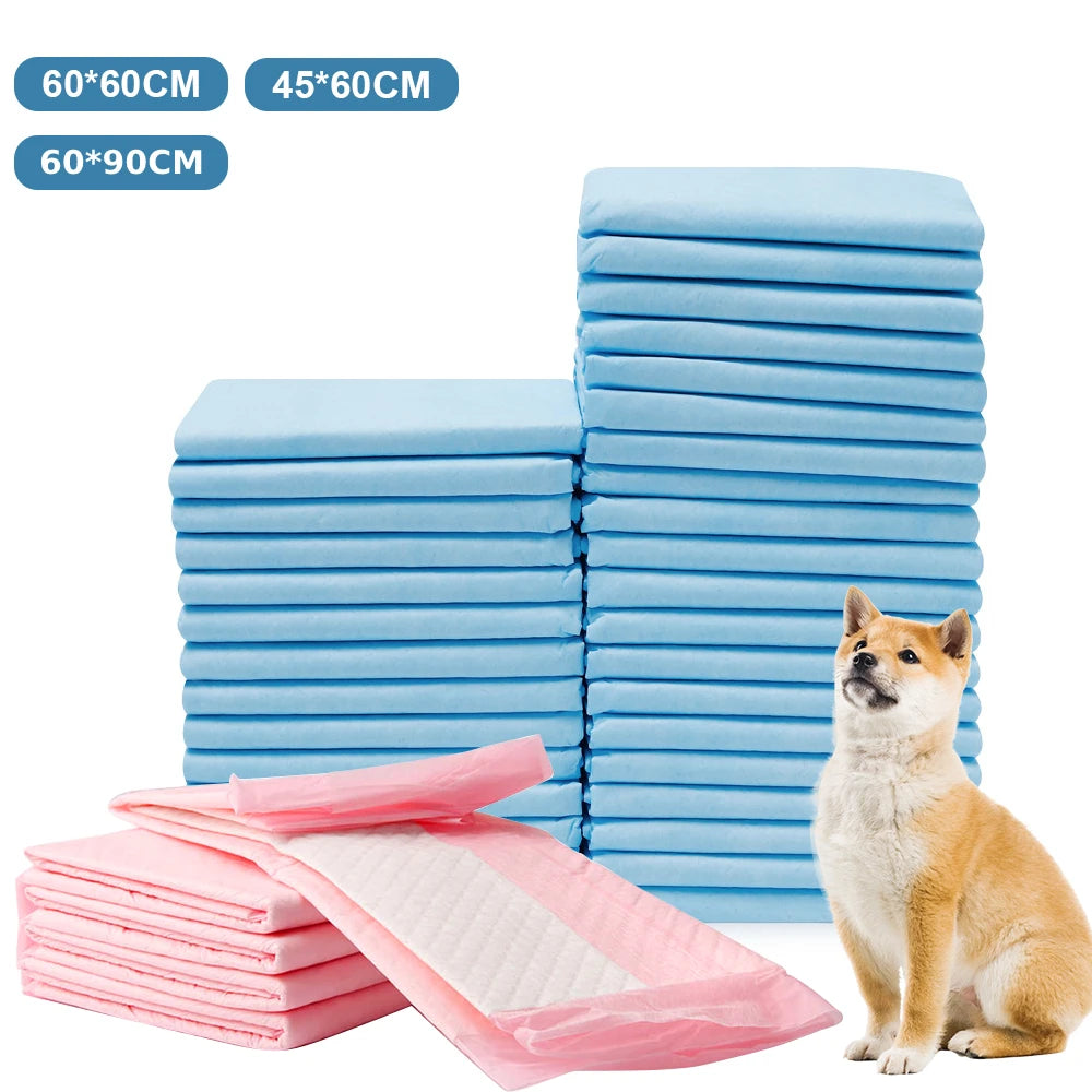 Fralda para animais de estimação, 50 peças, 60*90cm, 60*60cm, fraldas descartáveis para treinamento de cachorros, almofadas de xixi, superfície de secagem rápida, almofada limpa, fornecimento de cachorro