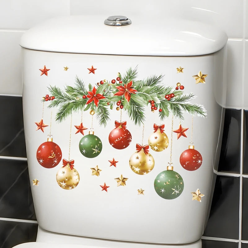 Natal boneco de neve adesivo higiênico feliz natal festa decoração 2025 natal decoração do banheiro navidad natal presente de ano novo 2026