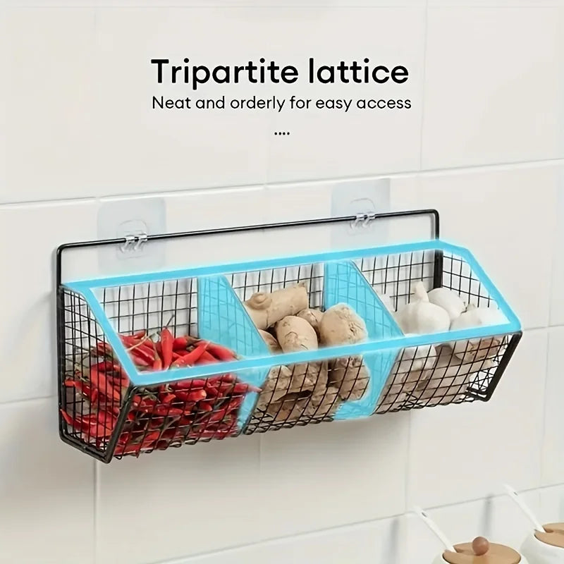 Prateleira de armazenamento para cozinha, organizador multifuncional de vegetais e condimentos, prateleira de parede com cestos suspensos