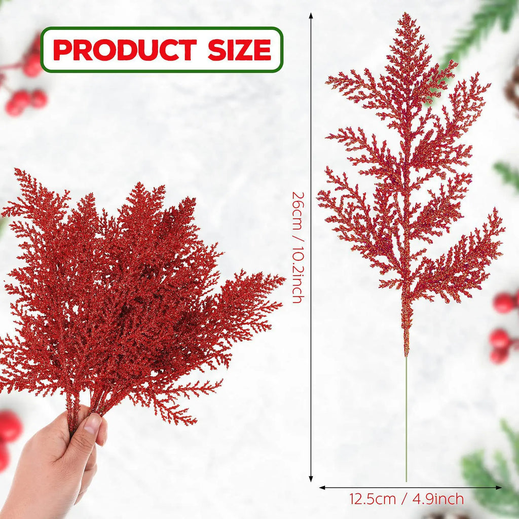 Decoração de natal glitter ramos bagas buquê de flores artificiais enfeites de árvore de natal para casa ano novo 2025 navidad