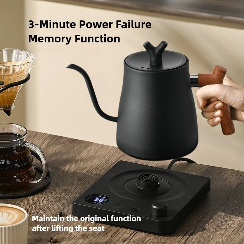 Chaleira Elétrica Gooseneck 1L: Controle Inteligente de Temperatura para Café Coado, Aquecimento Rápido em Aço Inoxidável, 110V e 220V