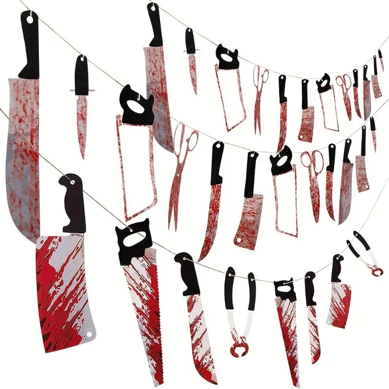 1-4 conjunto de banner sangrento de halloween, decoração suspensa de terror para casa assombrada, tema de filme, aniversário, carnaval, festa, presente de halloween
