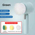 Purificador giratório elétrico sem fio 2025 com 5 escovas, limpador de banheiro recarregável à prova d'água IPX7 para limpeza de azulejos/doche/gravos