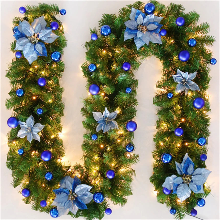 2.7m 5 cores decorações de natal guirlanda decoração rattan luzes grinalda decorado lareira escadas parede porta decoração