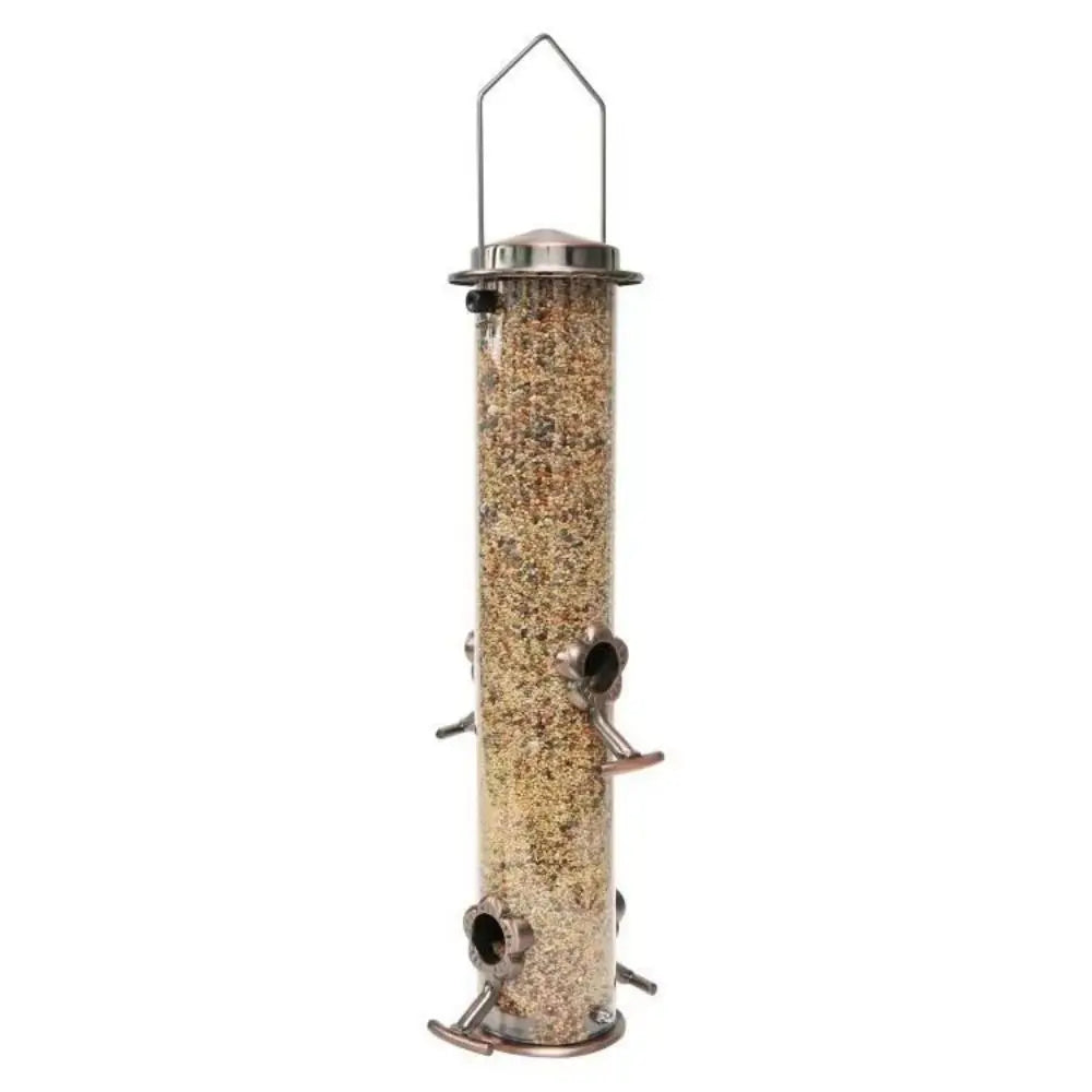 Alimentador de pássaros de metal, suprimentos para animais de estimação, à prova d'água, transparente, dispensador de comida para pássaros, automático, grande capacidade, tigela de alimentação de pássaros, papagaio
