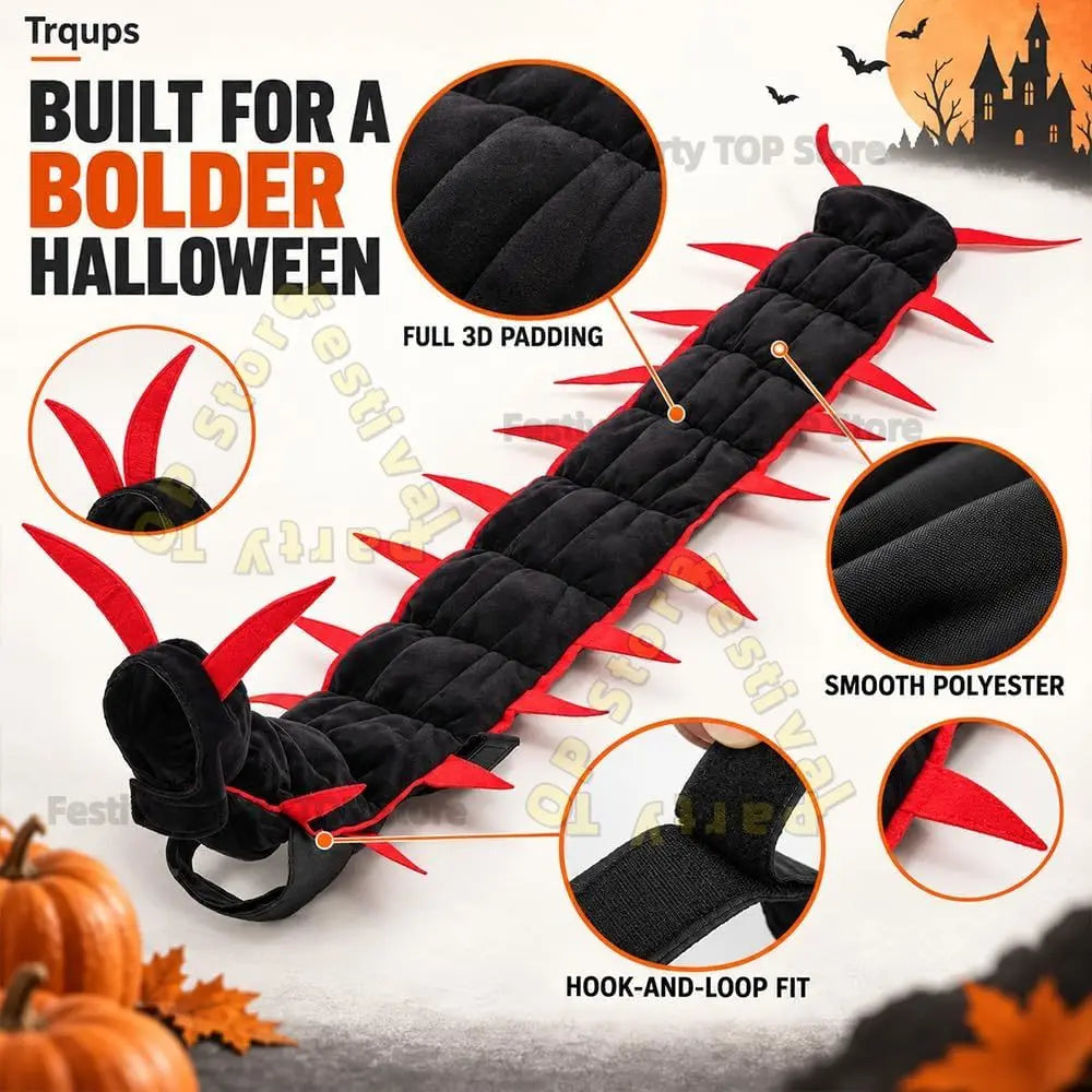 Fantasias de Halloween de Centopeia para Gatos e Cães, Roupas de Cosplay 3D de 50'', Roupa de Halloween para Animais de Estimação, Adereço Fotográfico para Uso Externo