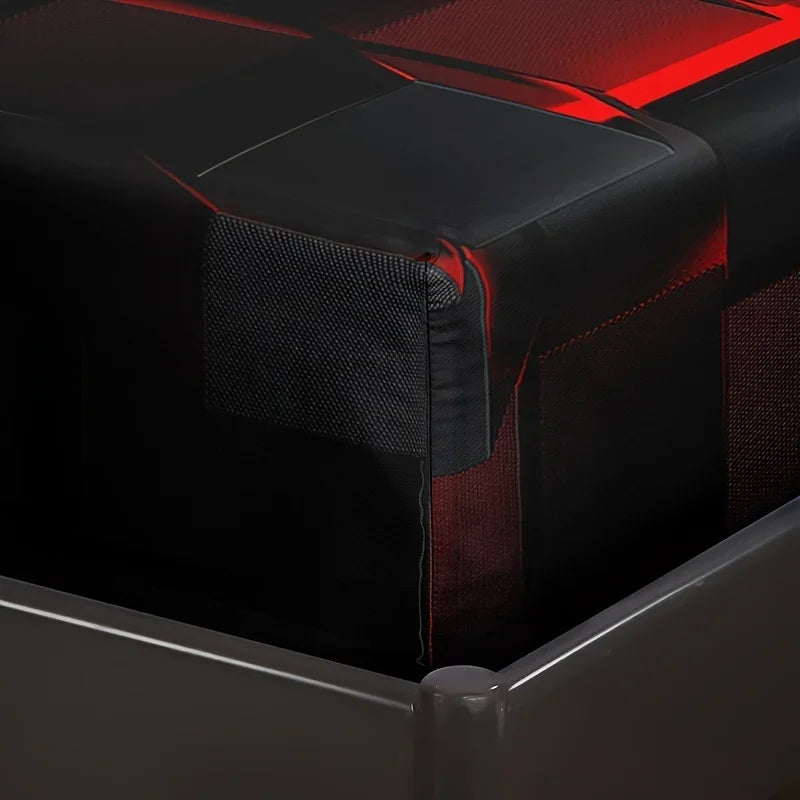 Moda Tecnologia-Inspirado Xadrez Vermelho Conjunto de Folhas, Cama Soft Impressão HD para Dormitório Casa, 1 Folha Equipada + 2 Fronha