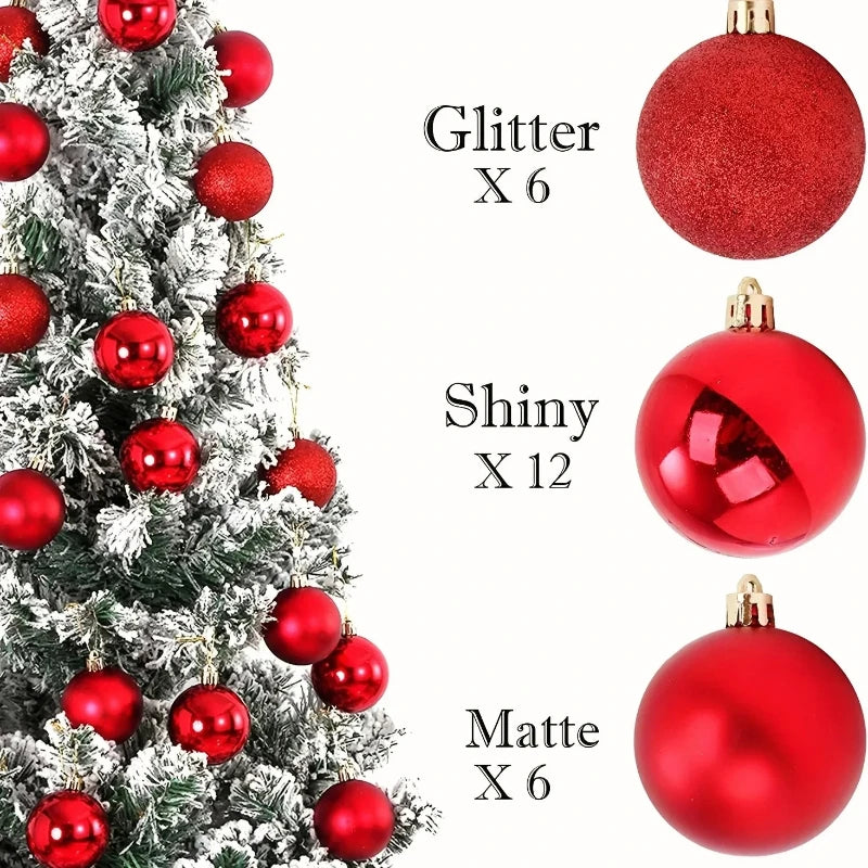 24 Bolas de Natal para Decoração de Árvore de Natal, Enfeites para Decoração de Casa, Halloween, Ano Novo, Acessórios de Bolas Pendentes de Natal