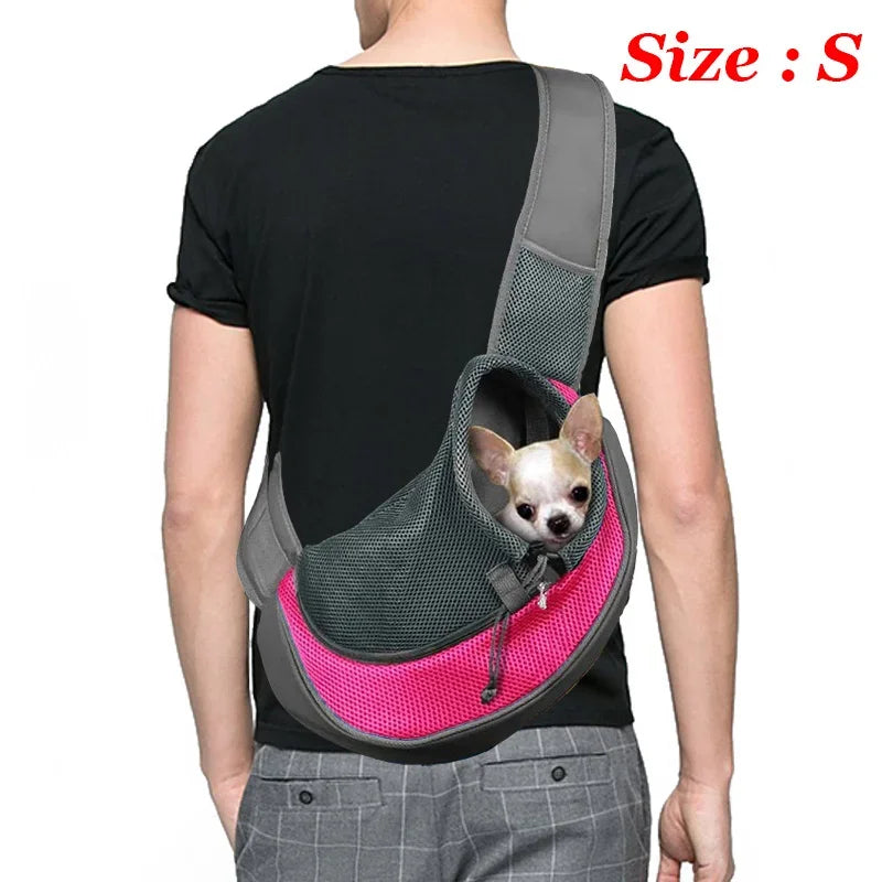 1pc cão para fora mochila, cão sling transportadora malha respirável viagem crossbody saco para filhote de cachorro gato caminhadas acampamento