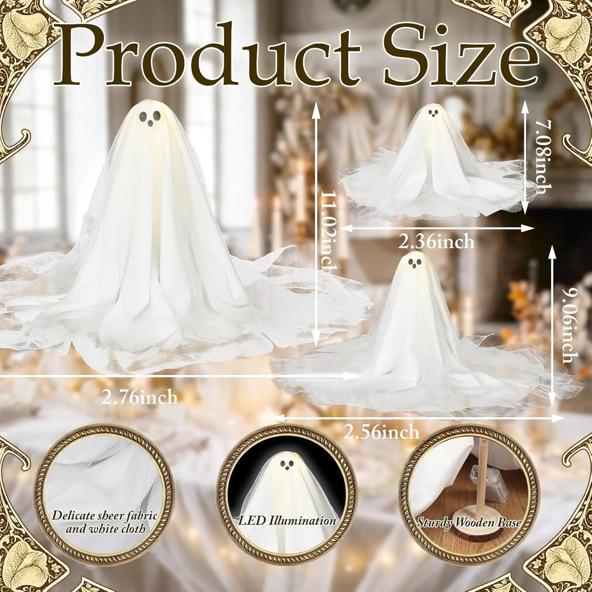 1/2/3 Conjuntos de Decorações de Halloween, Kit DIY de Fantasma Iluminado, Lâmpada Assustadora, Centro de Mesa Branco Quente para Festa de Halloween Interna
