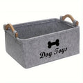 Cesta de Armazenamento de Brinquedos para Animais de Estimação em Feltro Estilosa - Organizador Durável para Brinquedos de Gato e Cachorro