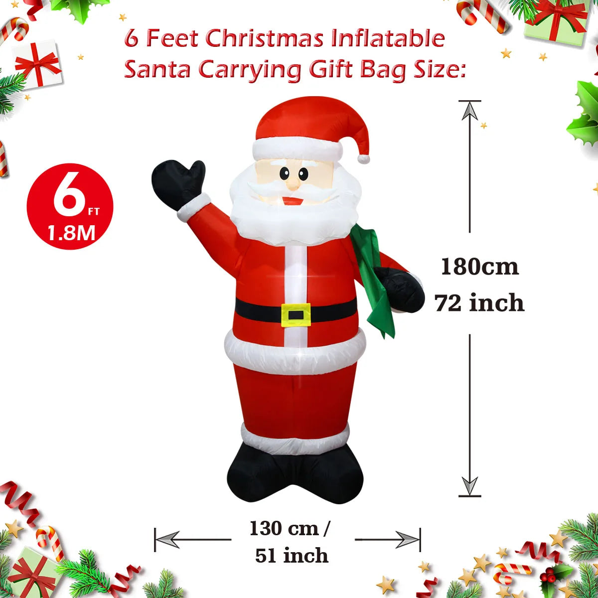 Decorações infláveis de natal-homem de gengibre, boneco de neve brilhante, boneco de neve de ramo, saco de presente boneco de neve decorações de gramado com luz LED