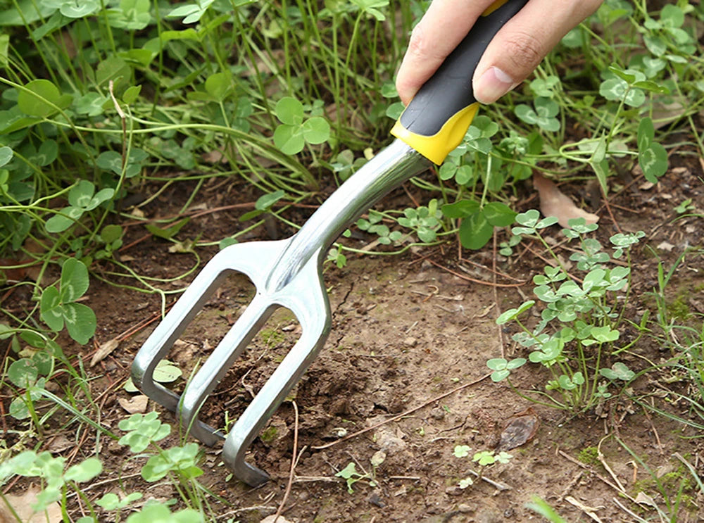 Ferramentas de Jardinagem: Pá de Mão, Ancinho, Cultivador e Sachador com Cabo Ergonômico para Jardim, Gramado, Terras Agrícolas, Transplante e Bonsai