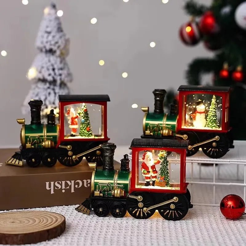Presente de natal bola de cristal ornamentos luzes led trem papai noel feliz natal decoração para festa em casa natal