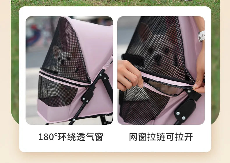 Carrinho de passeio para animais de estimação, carrinho para cães e gatos, tipo ursinho de pelúcia, para atividades ao ar livre, leve e dobrável, para cães e animais de estimação pequenos.