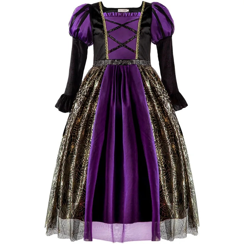 Fantasia de bruxa de Halloween para meninas, vestidos de vampiro para crianças, roupas de festa de carnaval, roupas para crianças
