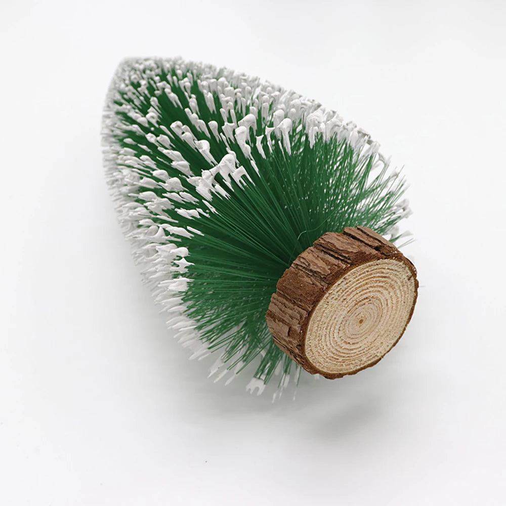 Decoração de natal artificial mini árvore ornamentos em miniatura cedro neve pinho decoração mesa escritório em casa 2024 presentes paisagem natal