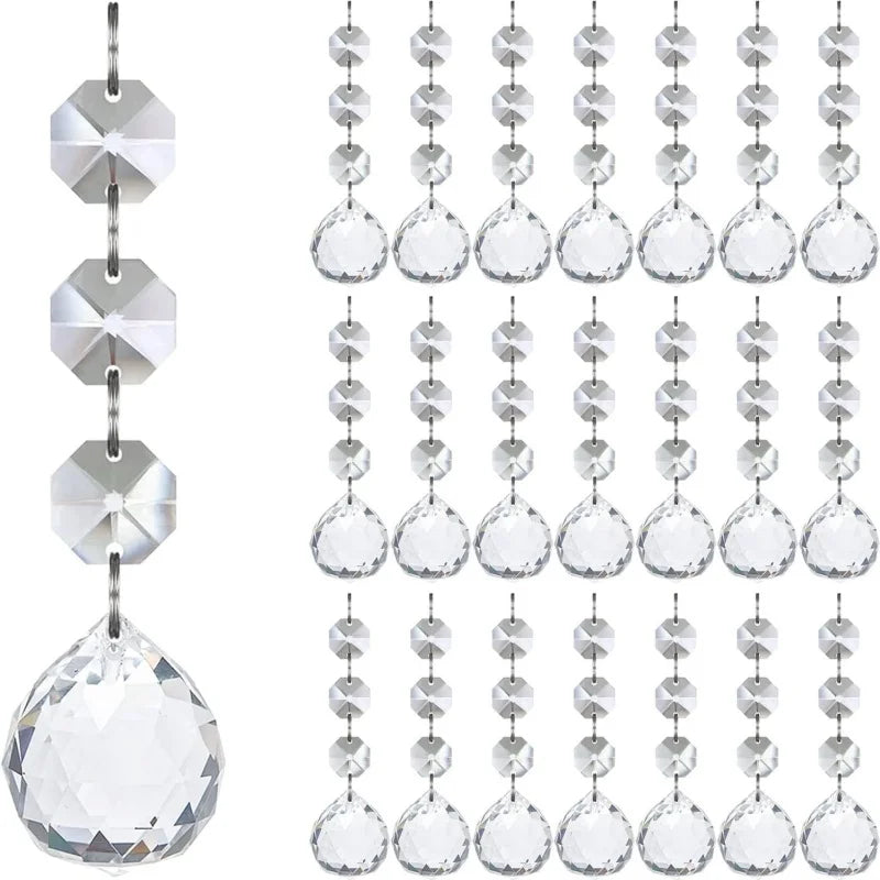 Decorações para árvore de natal, 30 peças, pingentes de cristal acrílico transparente para natal, ano novo, decoração de casamento, acessórios diy