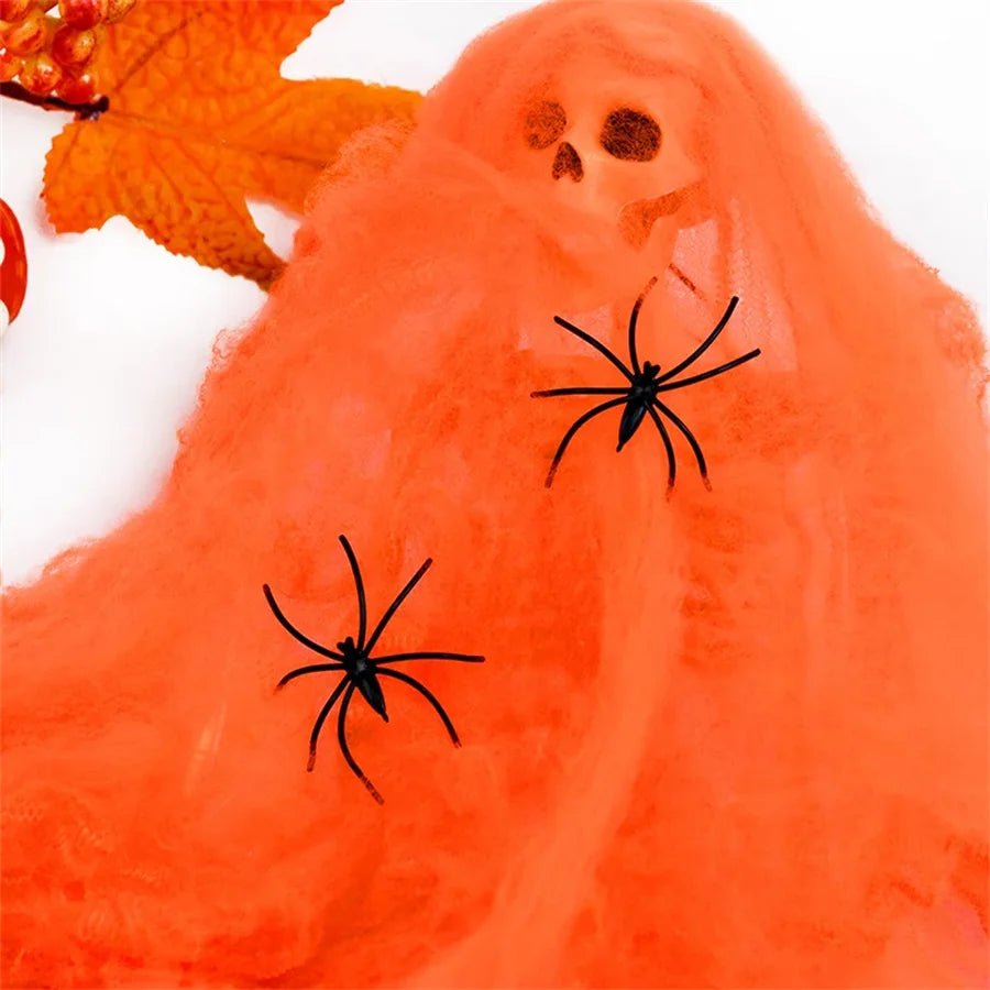 Decoração de halloween teia de aranha branca artificial elástica teia de aranha para o dia das bruxas assustador festa em casa adereços decoração de casa assombrada - Kasa & Pet