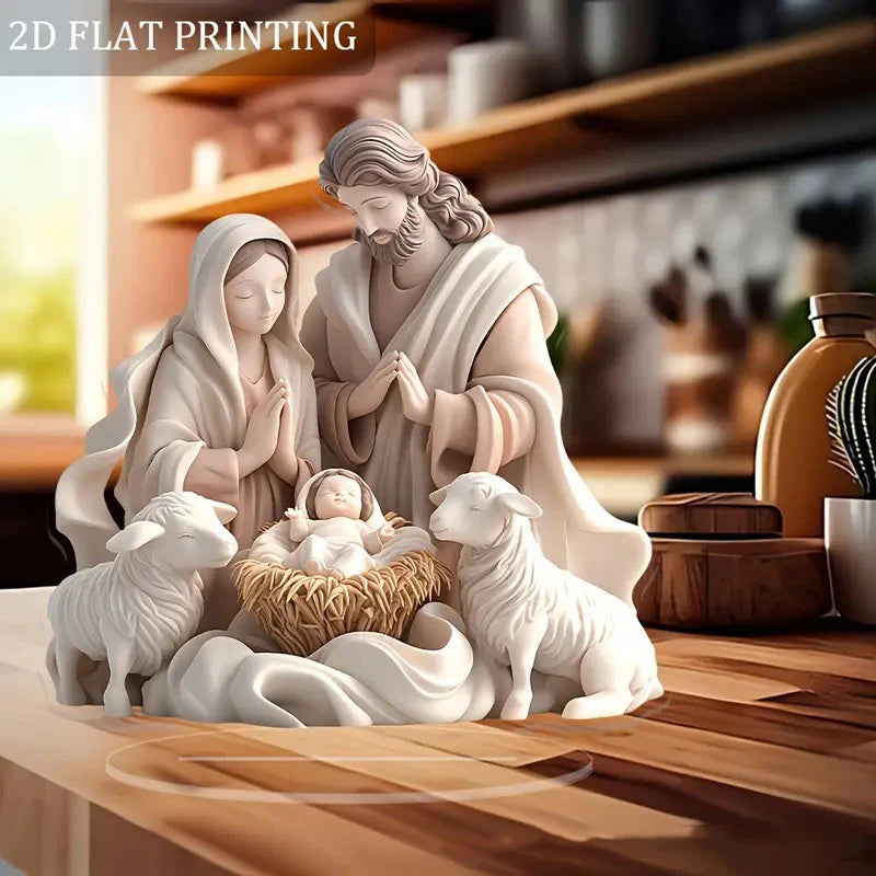 2026 Nova presépio de nascimento de Jesus – peça central de mesa de Natal, decoração religiosa de Natal para casa