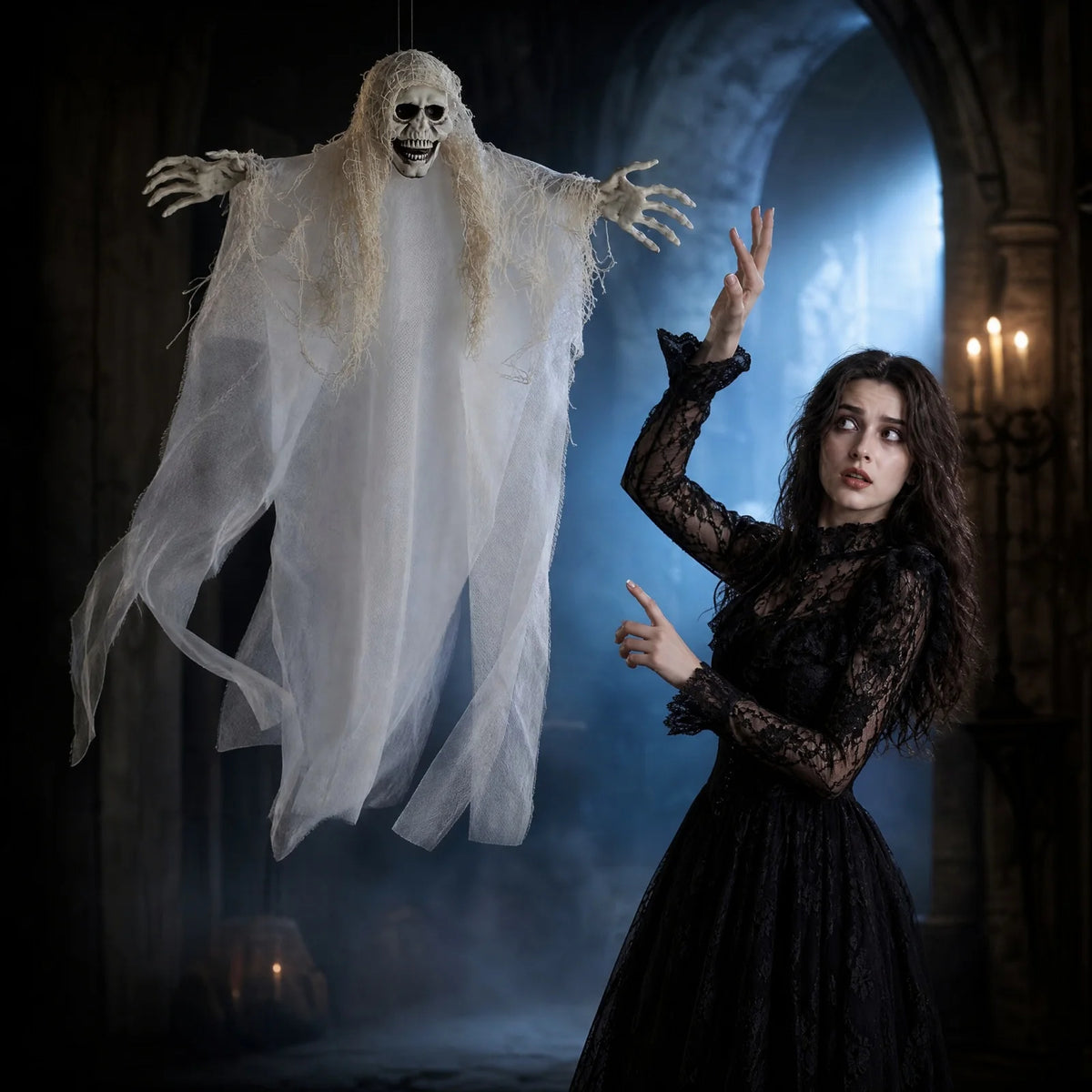 Decoração de Halloween: Fantasmas e Zumbis Pendurados para Casa Assombrada, Bar, Atmosfera de Terror, Capas Assustadoras para Festas e Portas de Casa