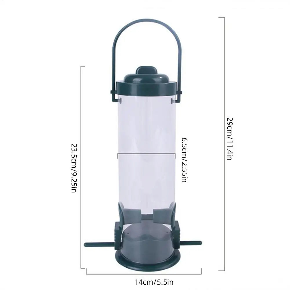 Alimentador de pássaros pendurado à prova de esquilo recipiente de comida de pássaros pp dispensador de comida de pássaros recipiente tubular alimentadores de pássaros para suprimentos para animais de estimação