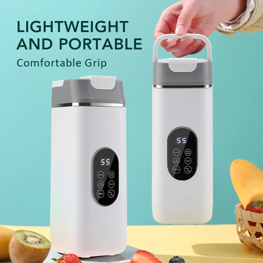 Liquidificador de Frutas Doméstico 400ML, Espremedor Elétrico Portátil, Máquina de Milkshake Multifuncional com 6 Lâminas