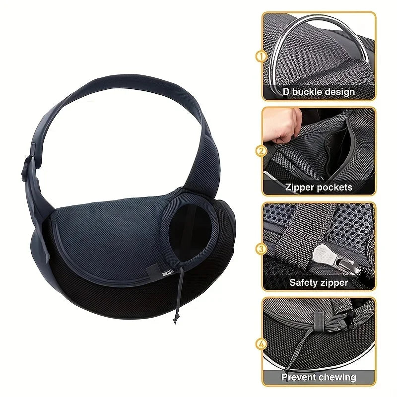 1pc cão para fora mochila, cão sling transportadora malha respirável viagem crossbody saco para filhote de cachorro gato caminhadas acampamento