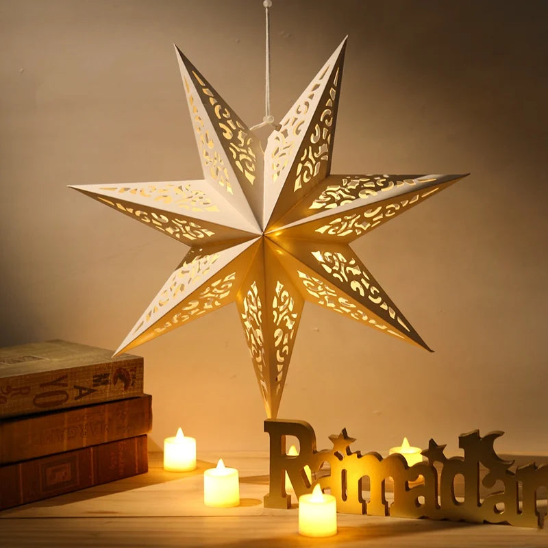 Estrela oca pendurado pingentes ramadan decoração 2024 para casa navidad natal noel presentes enfeites de natal ano novo 2024