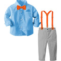Criança menino roupas do bebê halloween ternos de aniversário crianças roupas suspender vestido cavalheiro fotografia infantil festa presente conjunto