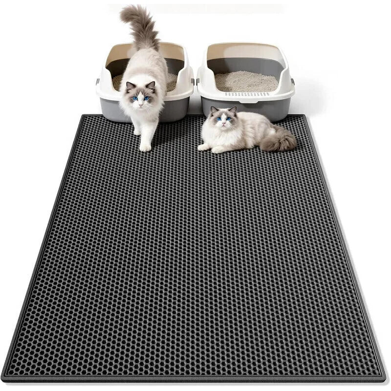 Tapete para caixa de areia de gato, design de dupla camada em favo de mel, base de EVA para caixa de areia, retém a urina e evita que a areia se espalhe, fácil de limpar, tapete antiderrapante, reduz a quantidade de areia e