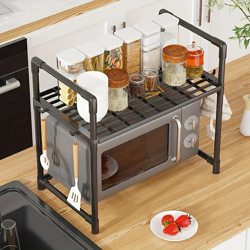 Prateleira para guardar o micro-ondas na bancada da cozinha, prateleira de vários níveis para guardar temperos, utilizada para guardar utensílios de cozinha na bancada.
