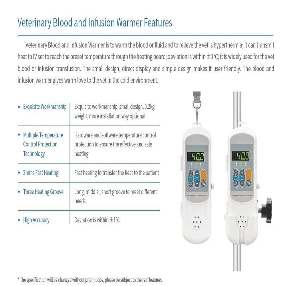 Pet Cat e Dog Seringa Veterinária, Aquecedor líquido, Termostato de infusão, Termostato Pet