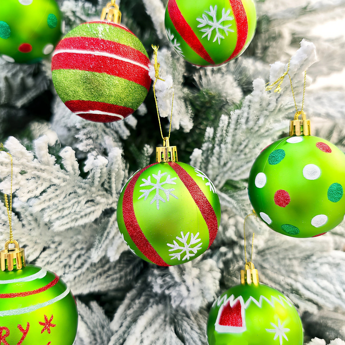 Conjunto de enfeites de bolas de Natal, verde e vermelho, para pendurar na árvore de Natal, ideal para festas de Ano Novo e como presente.