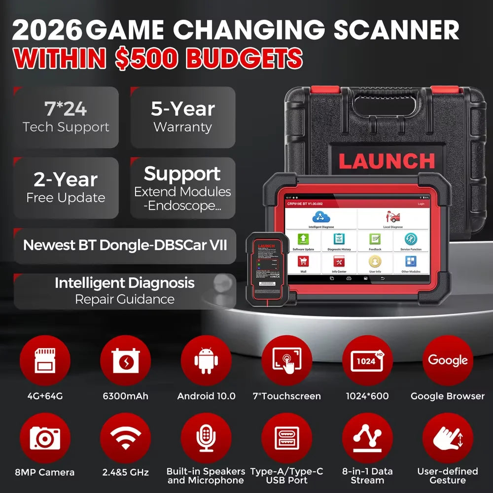 LANÇA X431 CRP919E BT OBD2 Scanner, ferramenta de digitalização bidirecional, adicionar PODE FD/DoIP Diagnóstico de todos os sistemas, com adaptador BT, codificação ECU
