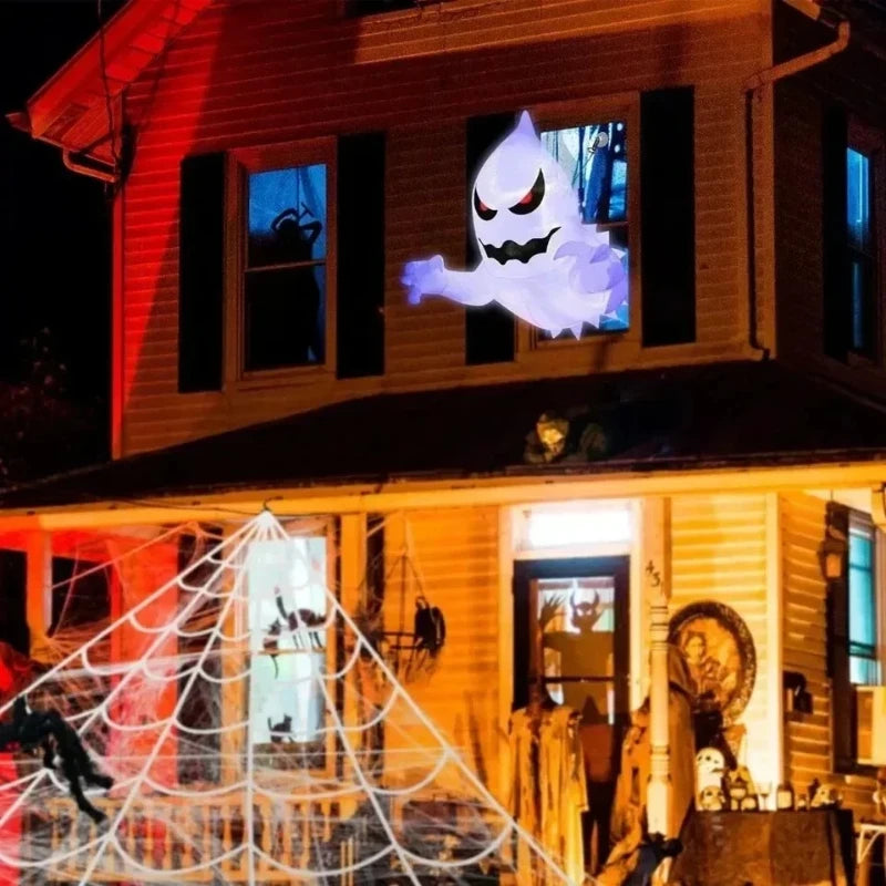 Fantasma Branco Inflável Assustador de Halloween, Decoração Externa Iluminada, Decoração Assustadora para Festa no Jardim, Interior, Quintal, Festa Única
