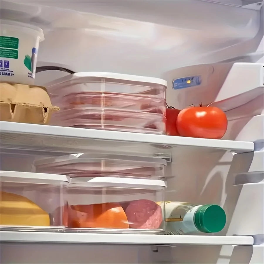 Recipiente de carne para geladeira, recipientes empilháveis de armazenamento de cortes frios com tampas transparentes para carne de deli, bacon, queijo e preparação de refeições