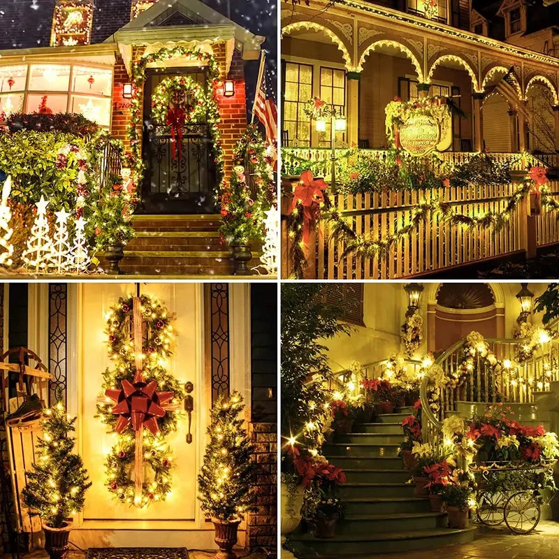 Luzes de fadas externas movidas a energia solar de couro de plástico LED IP65 à prova d'água 8 modos de iluminação para decoração de casamento de Natal