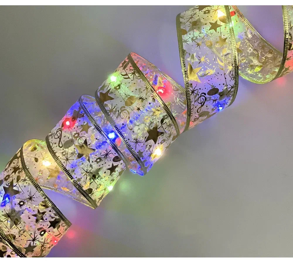 Luzes de Natal em Fita LED, Luzes de Cordão de 1 a 10M, Lâmpada de Fita com Glitter em Forma de Floco de Neve para Decoração de Árvore de Natal e Festas