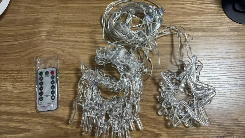 Cortina de Luzes de Natal, Luzes de Fada, 3M, Alimentação USB, Controle Remoto, 8 Modos, Decorações LED para Janelas de Casa