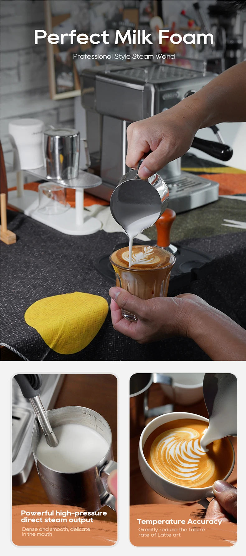Hibrew 20bar semiautomática máquina de café expresso temperatura ajustável 58mm portátil frio/quente cafeteira metal caseh10a