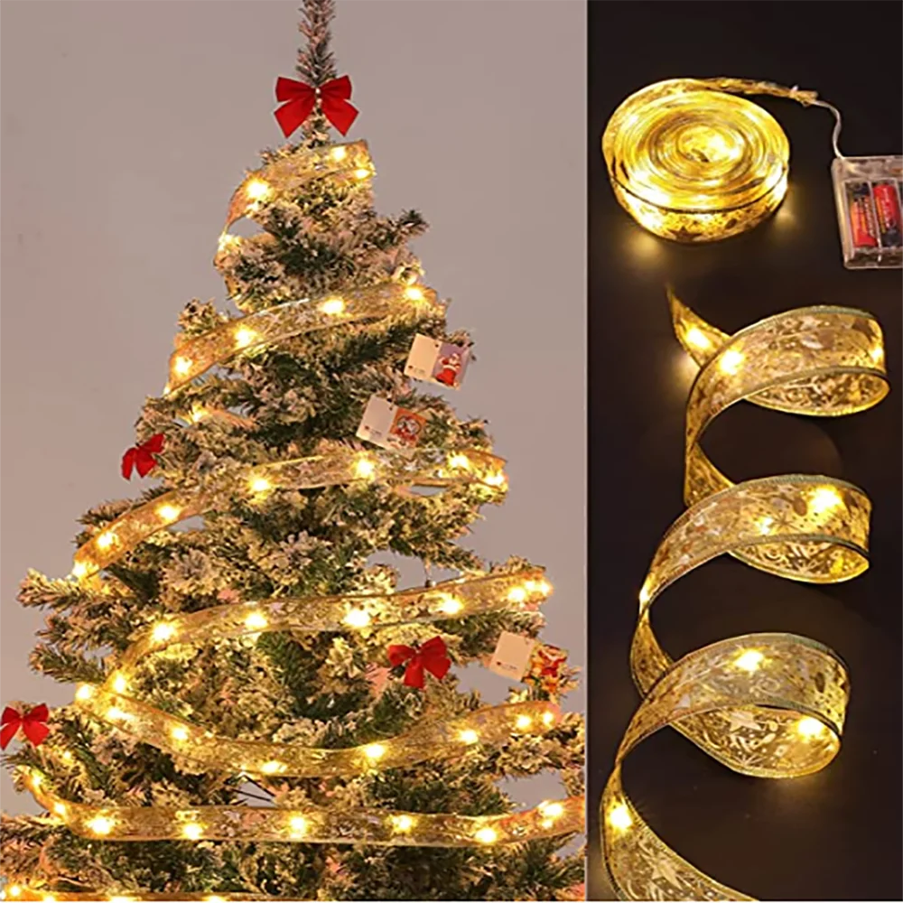 Decoração de natal fita luzes de fadas ornamento da árvore de natal luzes da corda de natal navida natal decoração de ano novo 2025
