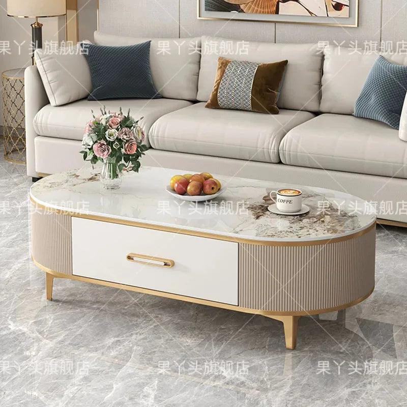 Mesa de Jantar, Mesa de Centro para Escrita e Café, Gavetas Móveis, Mesa Lateral de Luxo com Armazenamento para Sala de Estar, Mesa Auxiliar Moderna, Móveis Modernos