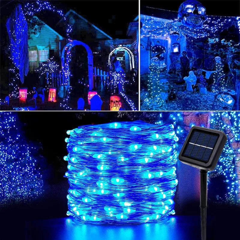 Decorações para Árvore de Natal, Luzes de Cordão Solares para Jardim Externo, Luzes de Fio de Cobre LED para Festas em Casa, Casamentos, Ano Novo 2027