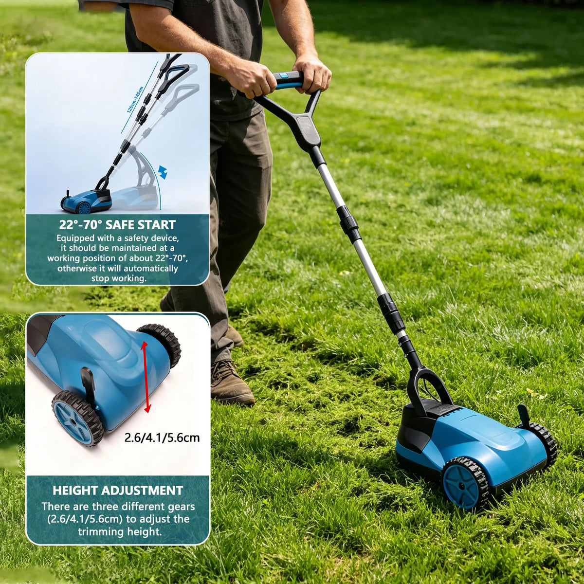 Novo Cortador de Grama Manual de Alta Performance com Bateria de Lítio para Jardim e Quintal – Manutenção Eficiente de Gramados