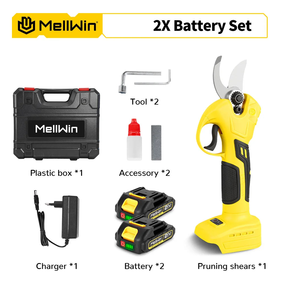 Mellwin 30mm tesouras de poda elétricas sem escova sem fio cortador de galhos de árvores frutíferas tesoura de jardim para makita 18v bateria pino