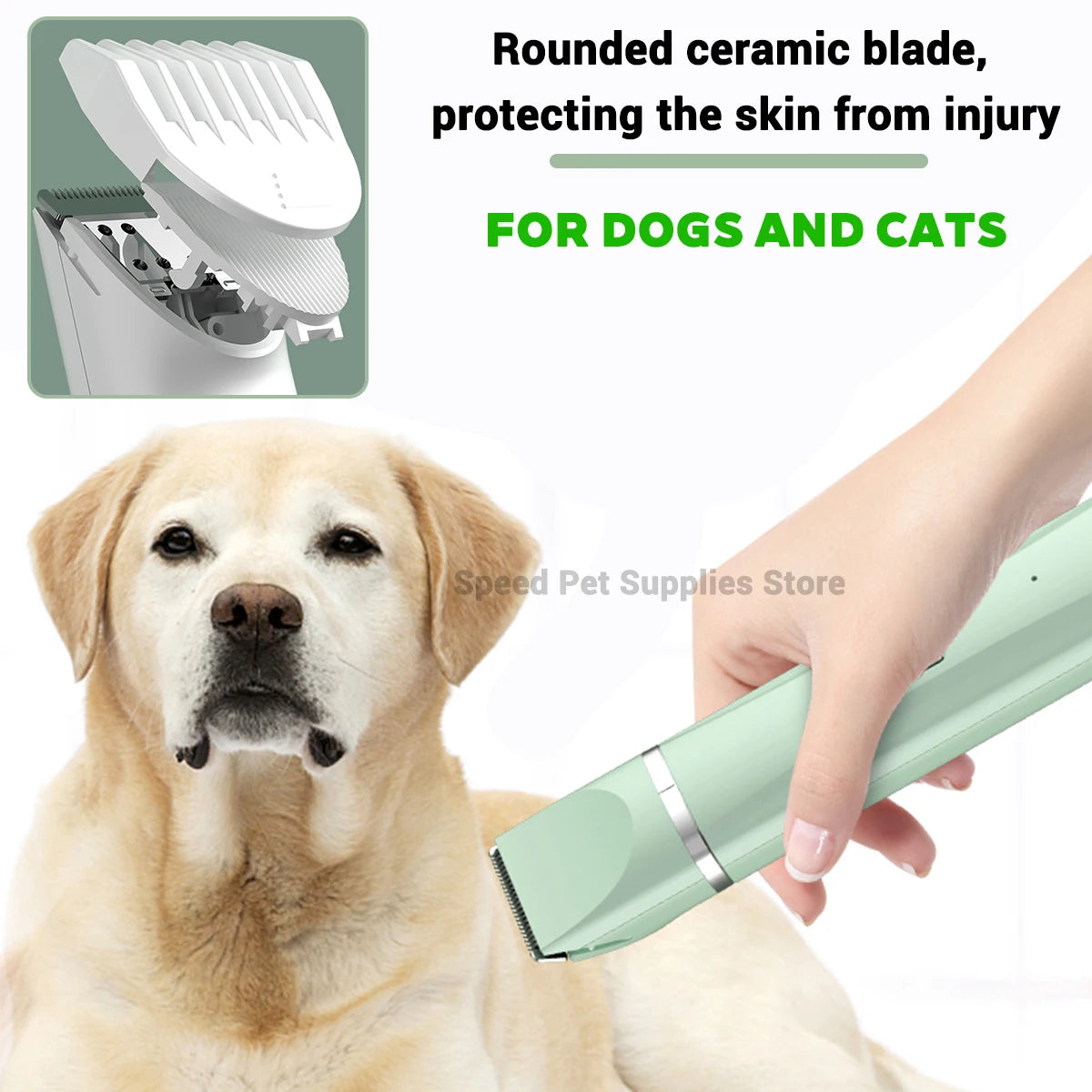 Conjunto 4 em 1 para tosa e cuidados com animais de estimação, 4 lâminas diferentes, barbeador de pelos de animais de estimação, baixo ruído, recarregável, sem fio, seguro, aparador de cães